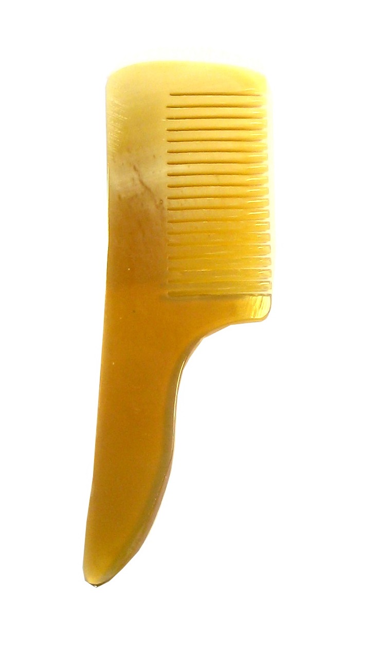 Golddachs Bartkamm aus handgesägtem Horn, mit Griff