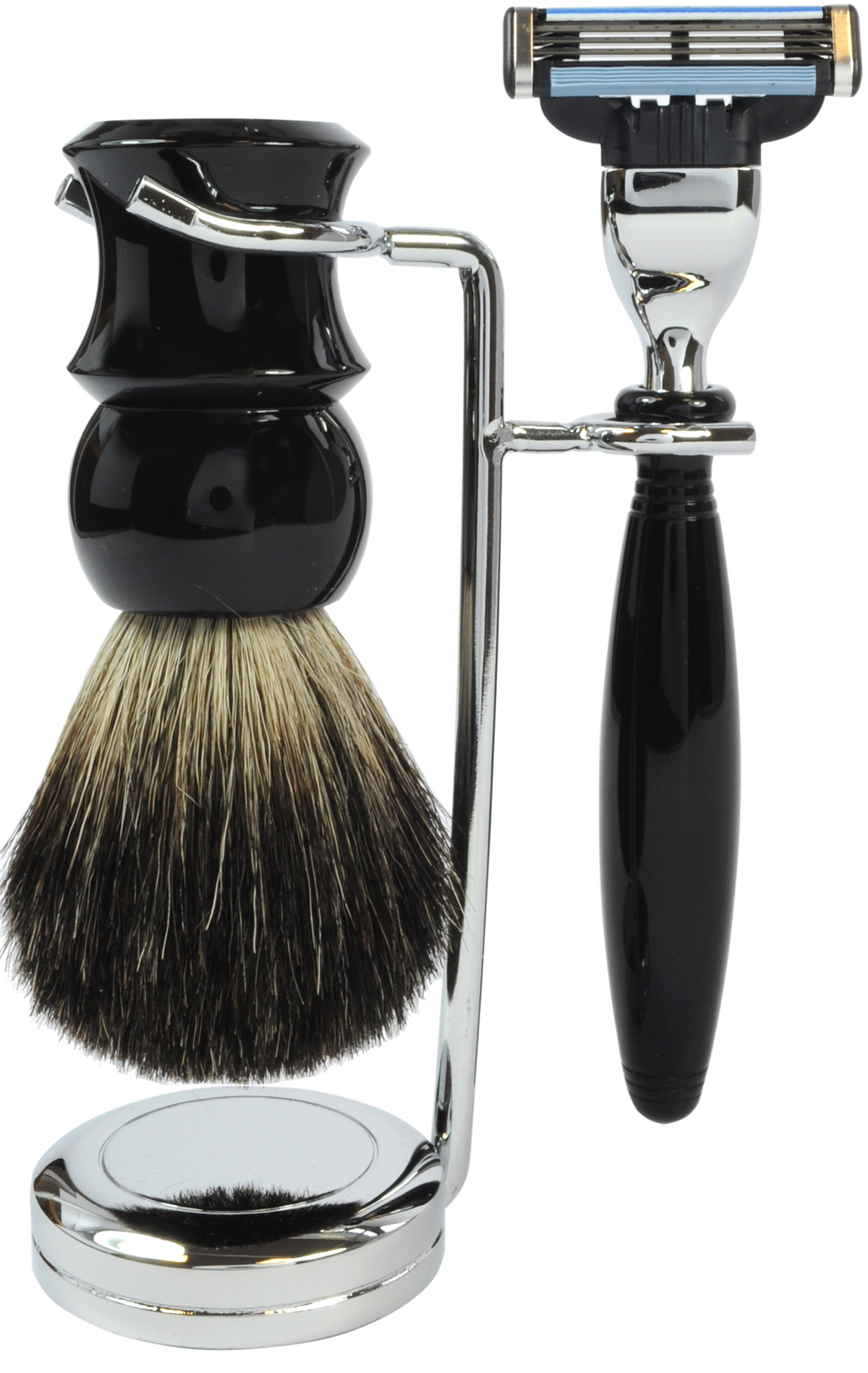 Golddachs Rasierset schwarz/silber