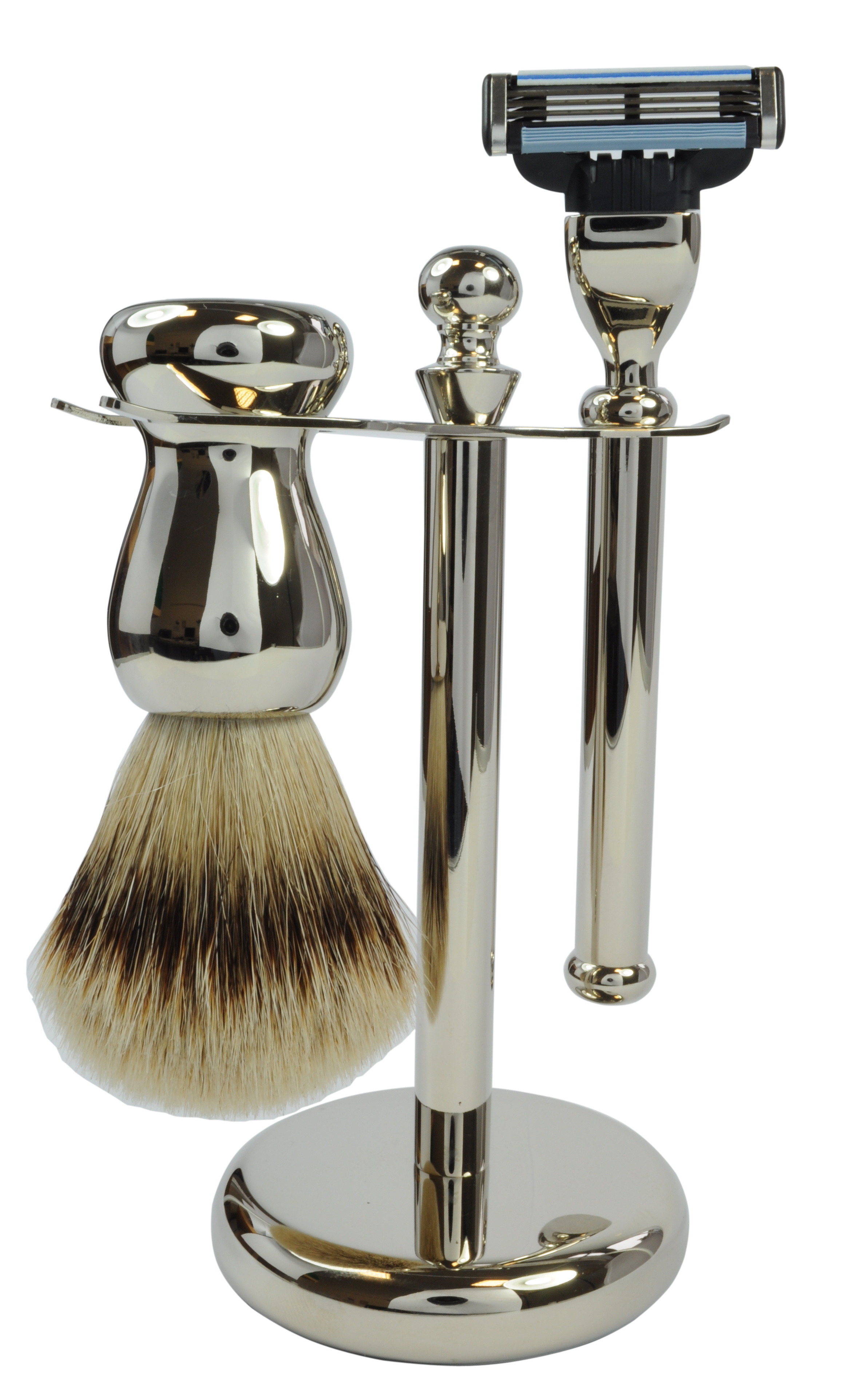Golddachs Rasierset Chrom-Optik